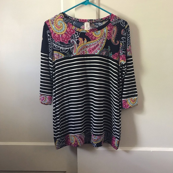 Lilypad Tops - Paisley & Stripes Tee NWOT
